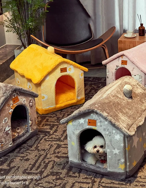 Load image into Gallery viewer, Foldable Winter Warm Dog House Kennel Bed Mat for Small to Medium Pets
