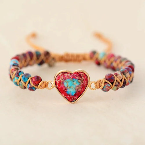 Load image into Gallery viewer, Natural Stone Heart Charm Bracelets
