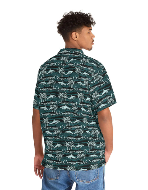 Load image into Gallery viewer, Men&#39;s Vintage Chalk Shark Hawaiian Shirt
