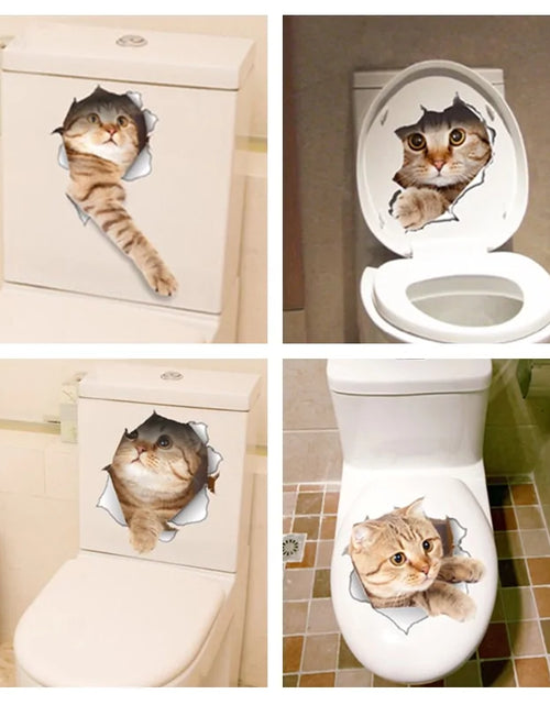 Load image into Gallery viewer, 3D Effect Cats Toilet Switch Toilet Door Sticker
