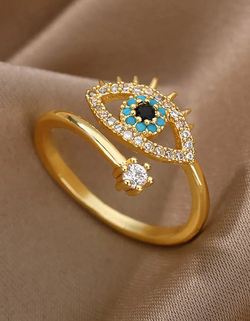 Load image into Gallery viewer, Turkish Blue Evil Eye Rings
