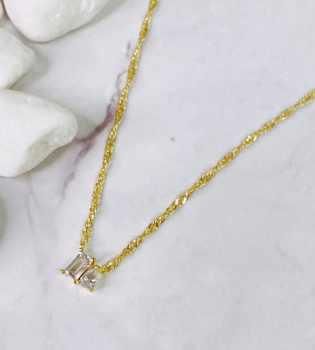 Baguette Cut Stone Pendant Necklace