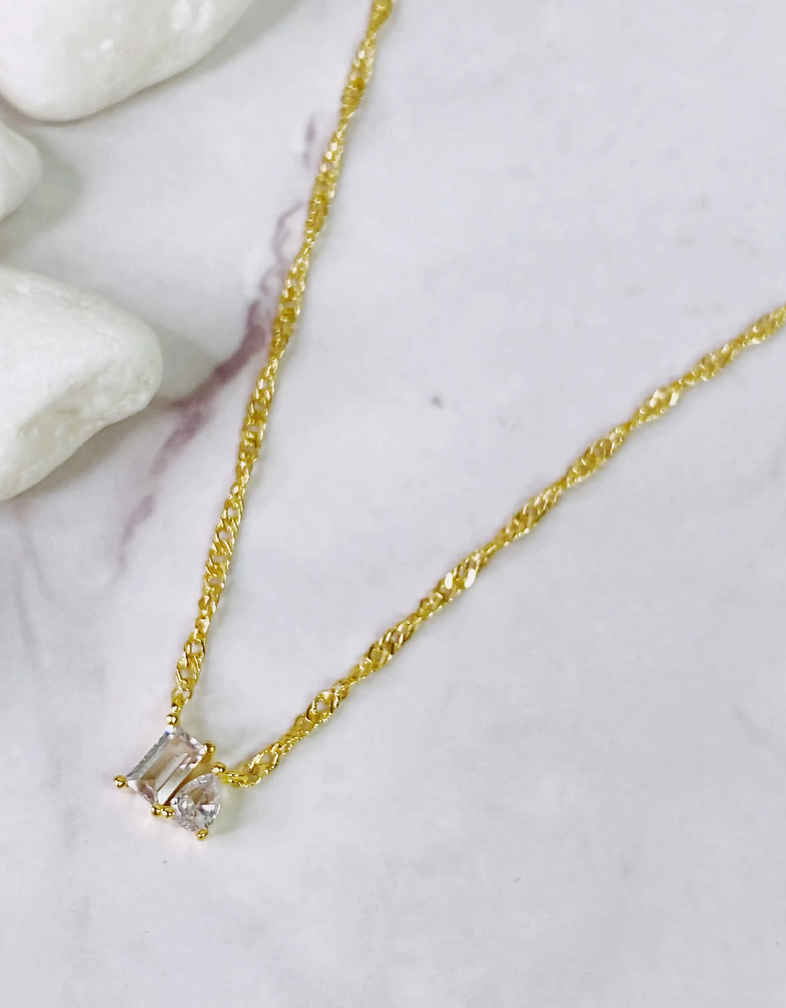 Baguette Cut Stone Pendant Necklace