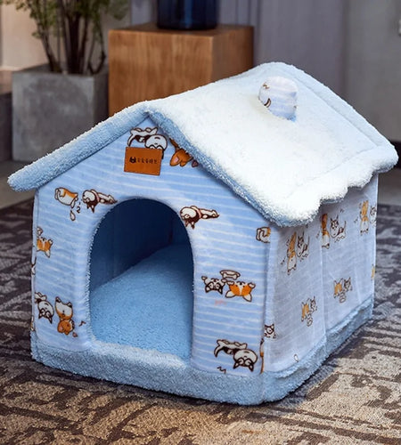 Foldable Winter Warm Dog House Kennel Bed Mat for Small to Medium Pets