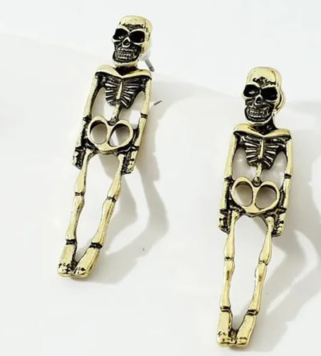 Halloween Earrings Skull Simulation Human Skeleton Detachable Stud Earrings