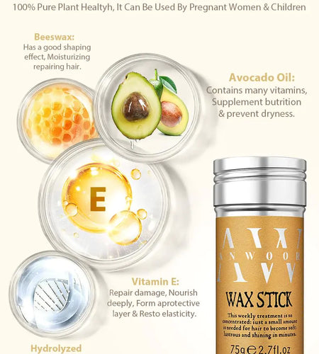 AnWoor Hair Wax Stick, 3PCS - Wax stick for Hair Wigs Edge Control, Hair Wax Stick for Flyaways, Taming Frizz, Hair Styling Slick Stick for Pomade & No-Greasy - 2.7 Oz 2.7 Ounce (Pack of 3)