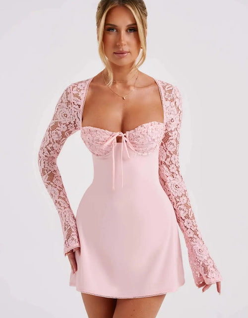 Load image into Gallery viewer, Women&#39;s Low Cut Mini Sexy Lace Long Sleeve
