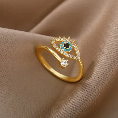 Load image into Gallery viewer, Turkish Blue Evil Eye Rings
