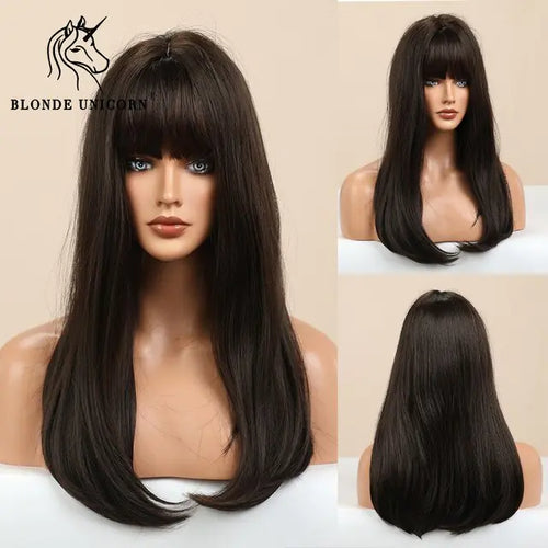 Load image into Gallery viewer, Synthetic Long Brown Wig
