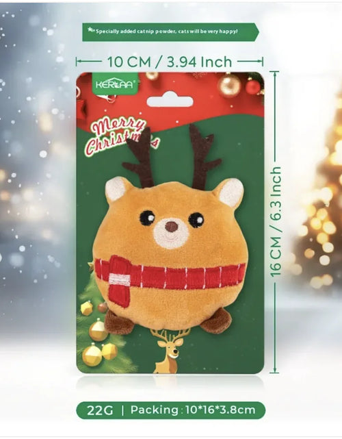 Load image into Gallery viewer, Festive Cat Plush Toy with Catnip - Perfect Holiday Gift for Cats
