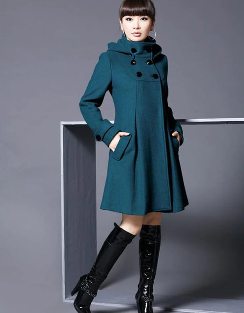 Load image into Gallery viewer, Overcoat hooded double breasted windbreaker
