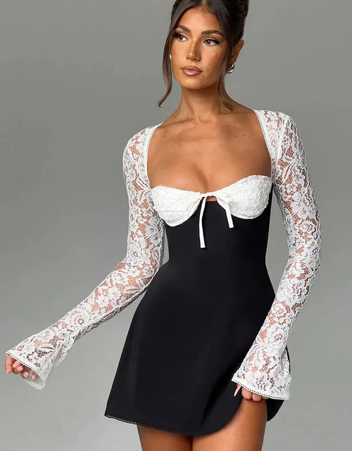 Load image into Gallery viewer, Women&#39;s Low Cut Mini Sexy Lace Long Sleeve
