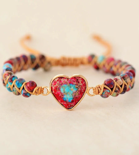 Natural Stone Heart Charm Bracelets