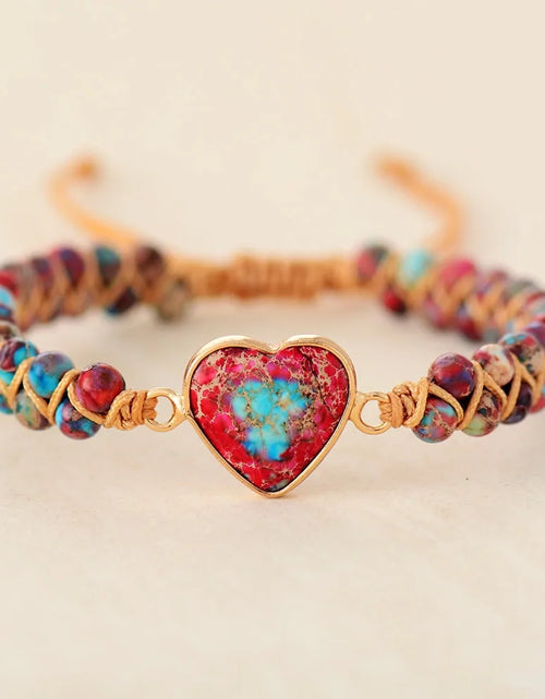 Load image into Gallery viewer, Natural Stone Heart Charm Bracelets
