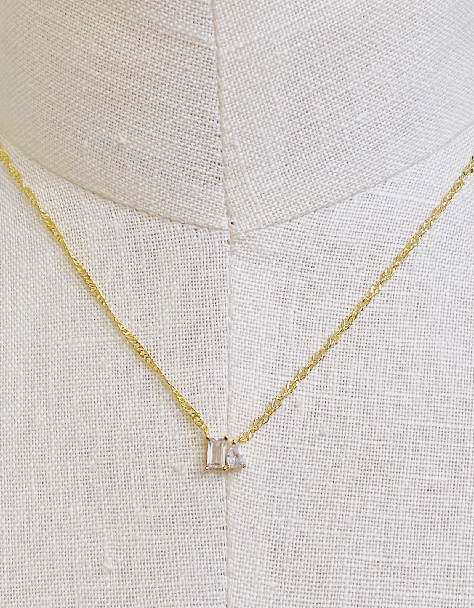 Baguette Cut Stone Pendant Necklace