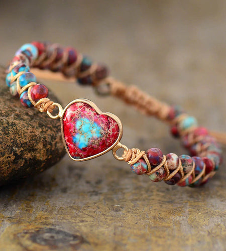 Natural Stone Heart Charm Bracelets