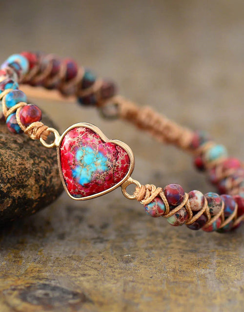 Load image into Gallery viewer, Natural Stone Heart Charm Bracelets
