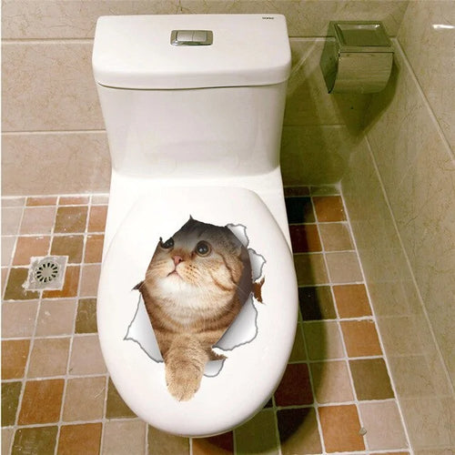 Load image into Gallery viewer, 3D Effect Cats Toilet Switch Toilet Door Sticker
