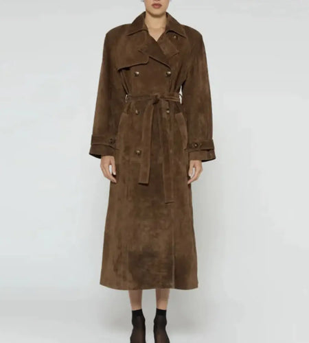 Women's Fall Winter Coat Fashion Polo Collar Double-breasted Extended Trench Coat