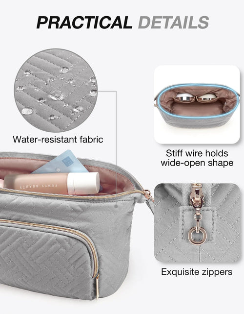 Load image into Gallery viewer, BAGSMART Travel Makeup Bag, Cosmetic Bag Make Up Organizer Case,Large Wide-open Pouch for Women Purse for Toiletries Accessories Brushes Grey Small
