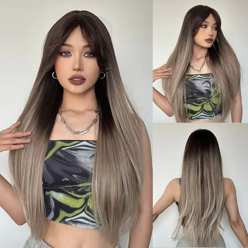 Load image into Gallery viewer, Synthetic Long Brown Wig
