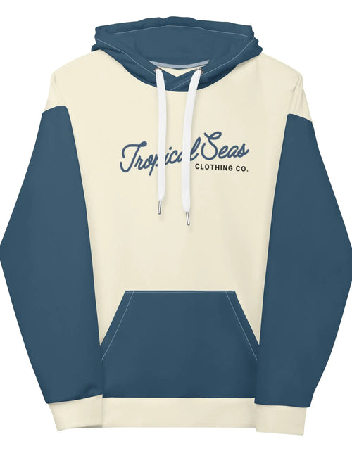 Load image into Gallery viewer, Navy &amp; Off White Two-Toned Tropical Seas Hoodie
