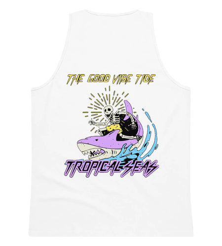 Men’s Premium Cartoon Shark Surfer Tank Top