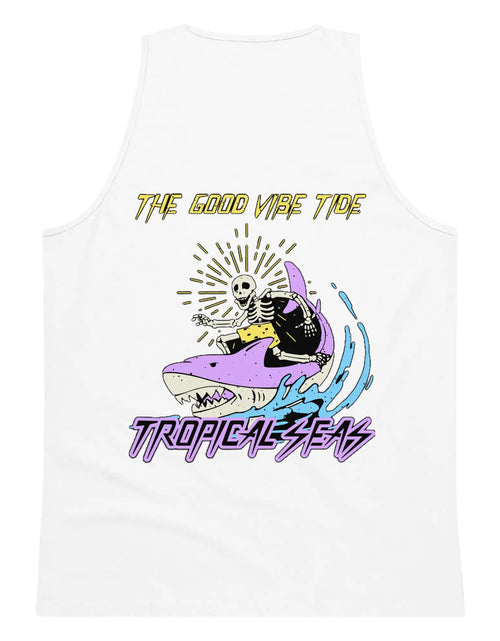 Load image into Gallery viewer, Men’s Premium Cartoon Shark Surfer Tank Top
