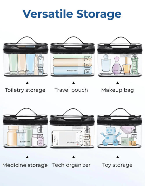 Load image into Gallery viewer, BAGSMART TSA Approved Toiletry Bag, 3 Pack Clear Makeup Cosmetic Bag Organizer, Quart Size Travel Bag for Toiletries, Carry-on Travel Accessories Essentials, Pink-3pcs

