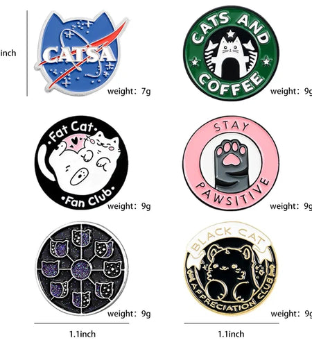 Cats Club Cat Badge Brooches