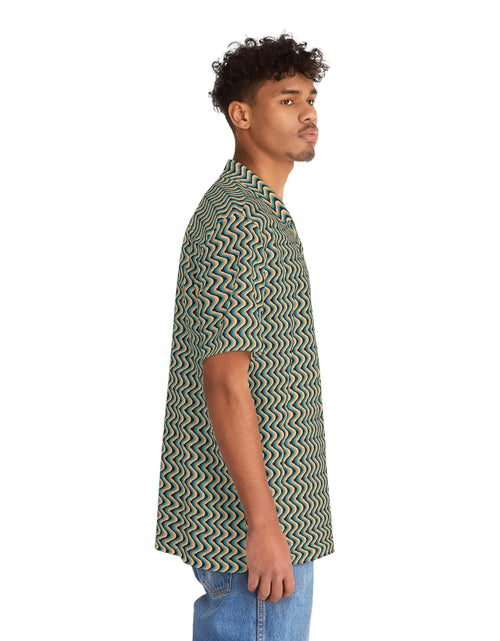 Load image into Gallery viewer, Men&#39;s Tropical Zigzag Hawaiian Shirt
