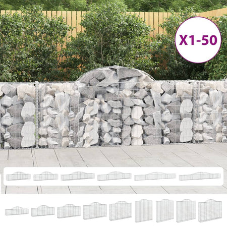 vidaXL Arched Gabion Baskets 7 pcs 157.5"x19.7"x23.6"/31.5" Galvanized Iron-1