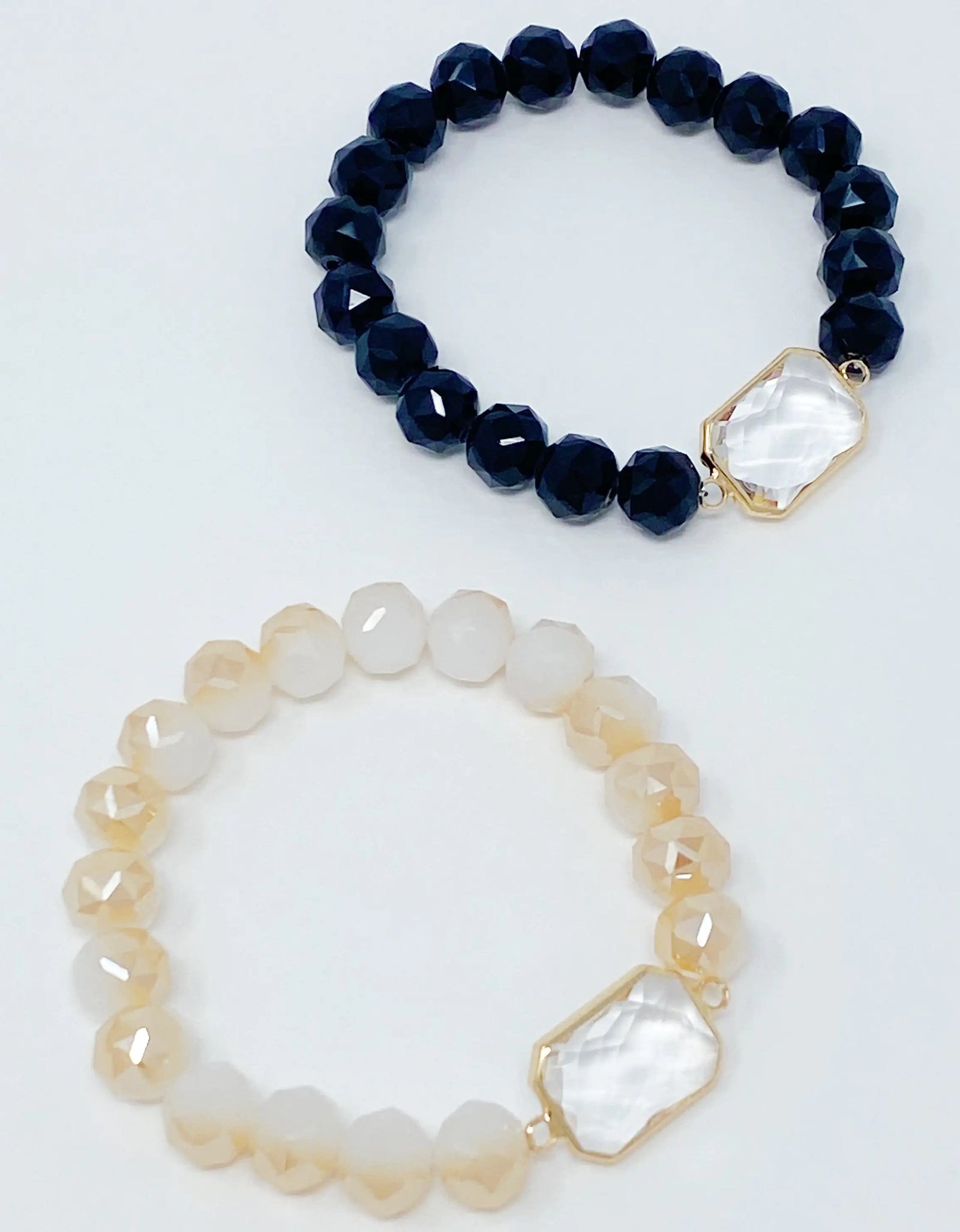 Diamond Cut Beads Stretch Bracelet