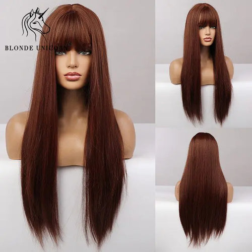 Load image into Gallery viewer, Synthetic Long Brown Wig
