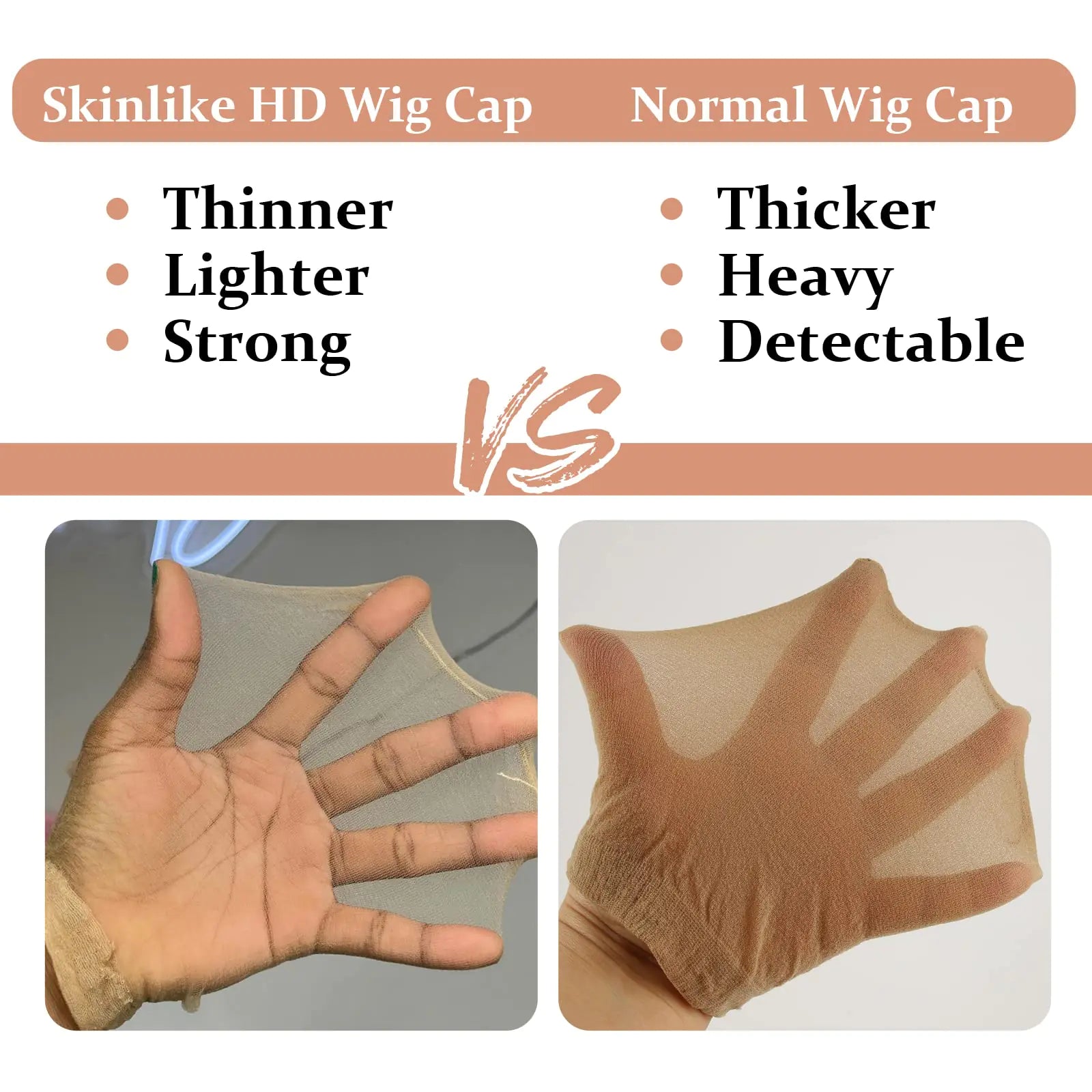 BEEOS SKINLIKE Real HD Wig Cap for Women, 24 Pieces Ultra-thin Invisible Brown Sheer Caps for Lace Front Wig Stretchy Stocking Wig Caps Wholesale 24 PCS