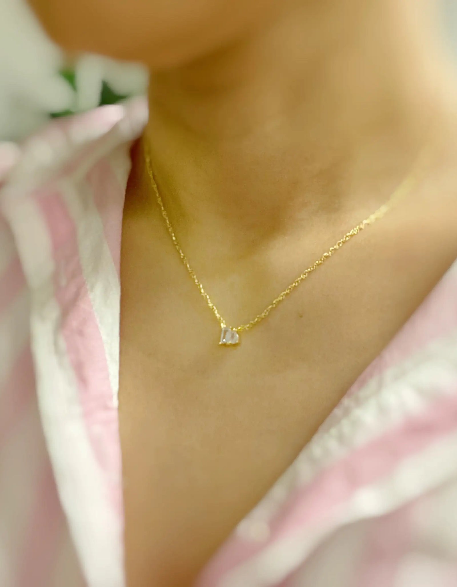 Baguette Cut Stone Pendant Necklace
