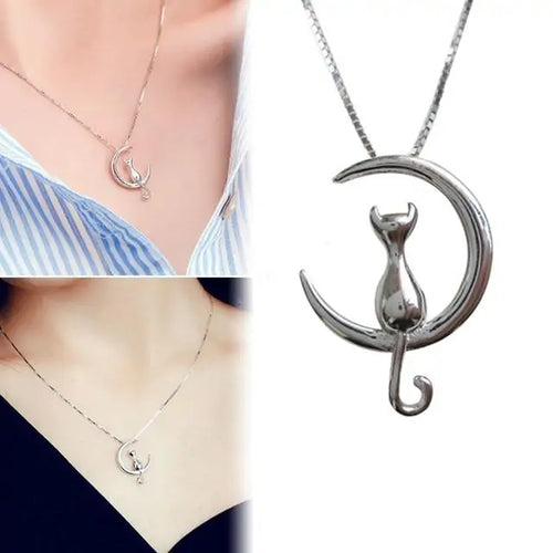 Load image into Gallery viewer, Cat Moon Necklace
