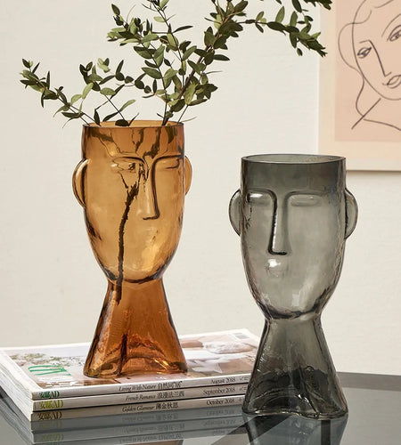 Human Head Glass Vase