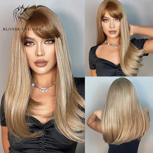 Load image into Gallery viewer, Synthetic Long Brown Wig
