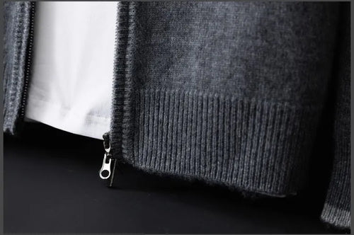 Load image into Gallery viewer, Men&#39;s Zipper Stand Collar Color-Block Cardigan
