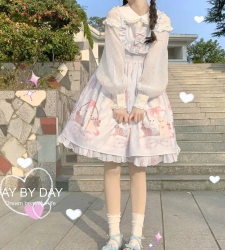 Cute Cats Tea Party Ruffles Dress