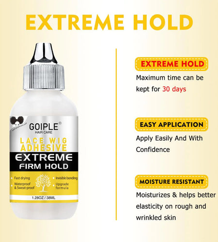 Wig Glue 1.28OZ, Waterproof Lace Front Wig Glue for Wigs with Tools and Hair Wax Stick (Wig Glue/Wig Glue Remover/Hair Wax Stick/Edge Control Wax/Elastic Band/Hair Dual Drush) flower scent-6pcs