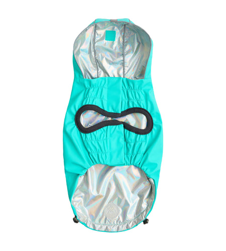 Reversible Raincoat - Neon Aqua with Iridescent