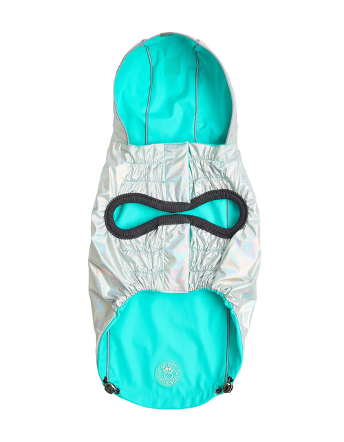 Load image into Gallery viewer, Reversible Raincoat - Neon Aqua with Iridescent
