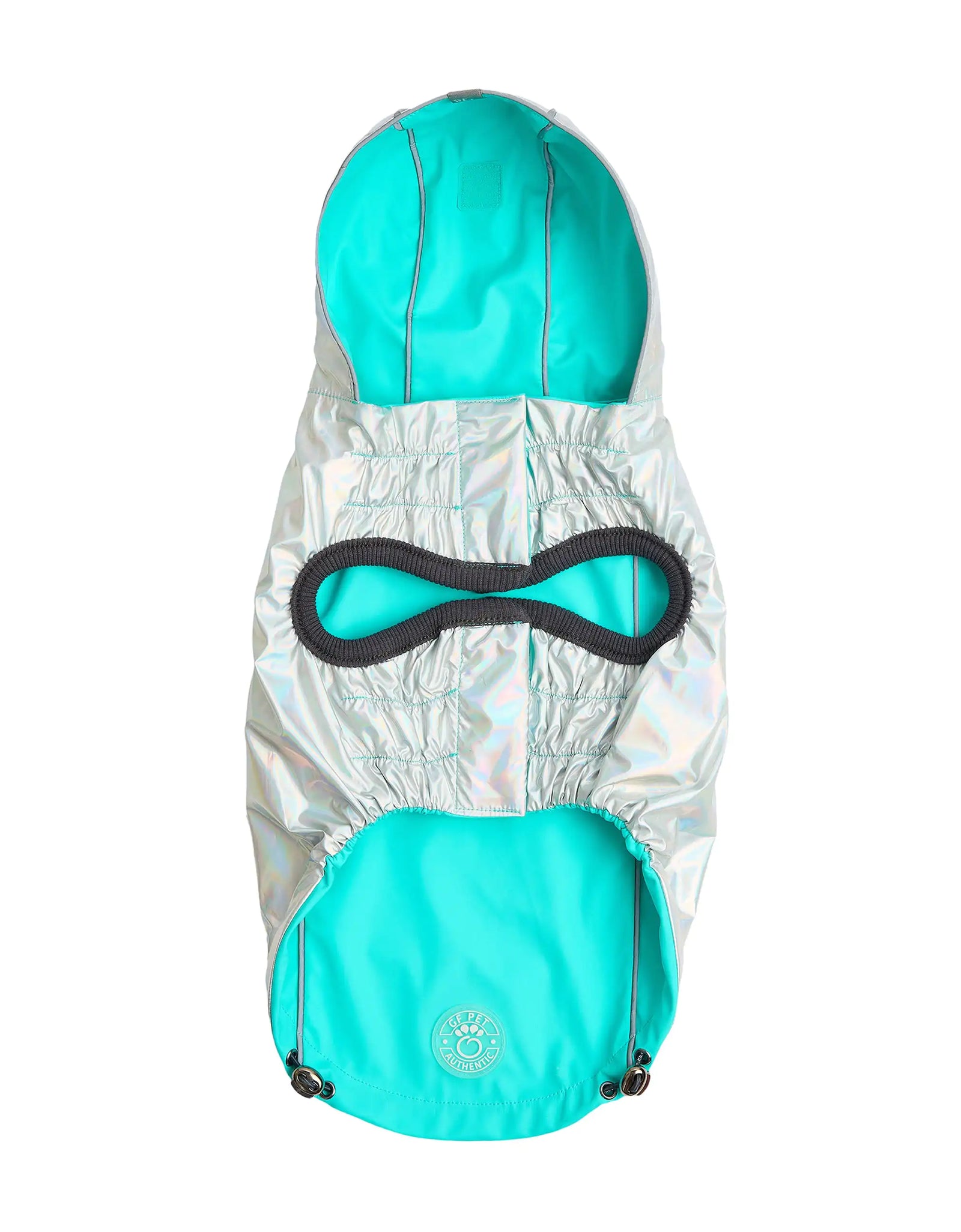 Reversible Raincoat - Neon Aqua with Iridescent