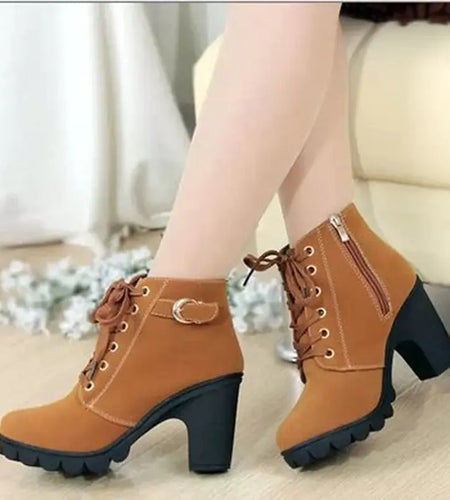 Autumn Winter Thick Heeled Woman Boots