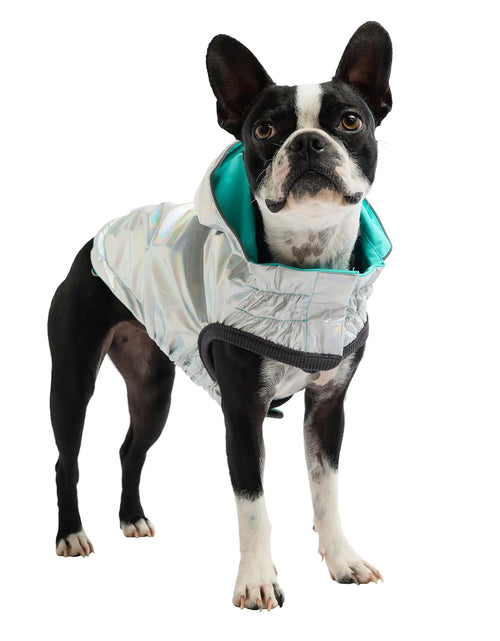 Load image into Gallery viewer, Reversible Raincoat - Neon Aqua with Iridescent
